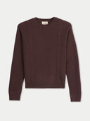 Women's Cropped Crewneck Cashmere Sweater Deep Mahogany detail view on white background