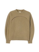 Cashmere Crewneck Twin Set in muted green, stylish two-piece design with detachable sleeves, online code WK1085-1815.