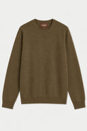 A cream-colored long-sleeve crewneck sweater by Gori, displayed flat against a light gray background. brown