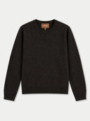 Cashmere Clean Crewneck Sweater in olive brown, flat lay front view