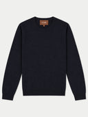 Cashmere Clean Crewneck Sweater in navy, flat lay front view