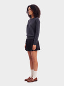 Cashmere Clean Crewneck Sweater in navy, worn by a model