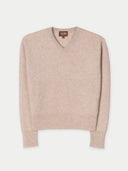 Women's Dual-Collar Cashmere Sweater Warm Grey detail view on white background