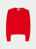 Women's Dual-Collar Cashmere Sweater Fiery Red   detail view on white background