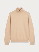 Cashmere Classic Turtleneck Sweater in beige, flat lay front view