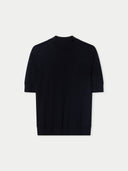 Women's Cashmere Silk Shirt with High Neck Black detail view on white background