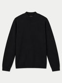 Flat lay of the Cashmere Mock Neck Sweater in Black.