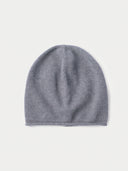 The Seamless Cashmere Cuffless Beanie in Steel Gray, flat lay front view