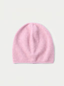 The Seamless Cashmere Cuffless Beanie in Light Pink, flat lay front view