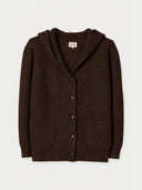 Women’s Mole  Wide-Shoulder Hooded Cashmere Cardigan detail view on white background