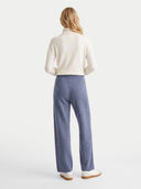 Model wearing the Cashmere Straight Leg Jogger in Gray, back view