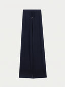 The Cashmere Drawstring Straight-Leg Knit Pants in Navy, flat lay front view