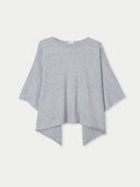 Women's Grey Knitted Poncho High Rise detail view, on white background
