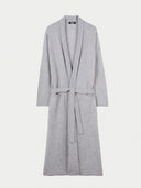 The Cashmere Belted Robe Cardigan in Light Gray, flat lay front view