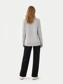 Women's Relaxed-Fit Cashmere Cardigan High Rise worn by model, back view on white background