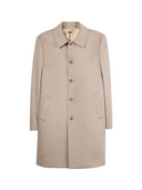 Men's Single-Breasted Cashmere Coat in taupe with elegant drape and discreet pockets for timeless sophistication.