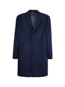 Men's Cashmere Coat with Notched Lapels in navy featuring a single-breasted silhouette and notched lapels.