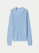 Men's Cashmere Silk Lightweight Sweater Celestial Blue  detail view on white background