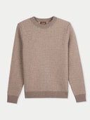 Brown textured cashmere  sweater on a light gray background #color_taupe