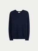 Men's Ribbed Cashmere Sweater Navy   detail view on white background
