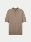 Men Classic Polo Shirt with Short Sleeve Taupe Men  detail view on white background