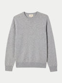 Men's Grey Crewneck Cashmere Sweater  detail view on white background