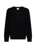 Timeless Crewneck Cashmere Sweater in black, crafted from lightweight Mongolian cashmere for comfort.