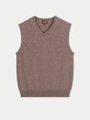 Timeless V-Neck Cashmere Vest Taupe - Gobi Cashmere