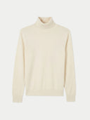 Men's Off-White Turtleneck Cashmere Sweater detail view on white background