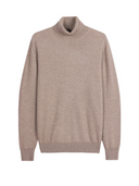 Timeless Organic Turtleneck Cashmere Sweater in taupe, crafted from Mongolian cashmere for warmth and sophistication.