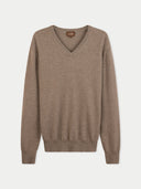 Brown sweater on a light gray background.
