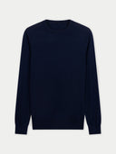 Men's Cashmere Silk C-Neck Sweater Mood Ingdigo detail view on white background