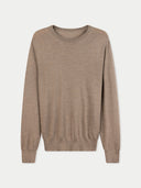 Men's Cashmere Silk C-Neck Sweater Taupe detail view on white background