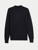 Men Cashmere Silk High Neck  Sweater Black detail view on white background