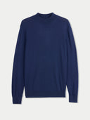 Men Cashmere Silk High Neck  Sweater Mood Indigo detail view on white background