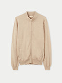 Men's Warm Grey Cashmere Full Zip Cardigan detail view on white background