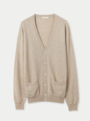 Essential Organic Cashmere Colour V-Neck Cardigan Warm Grey - Gobi Cashmere