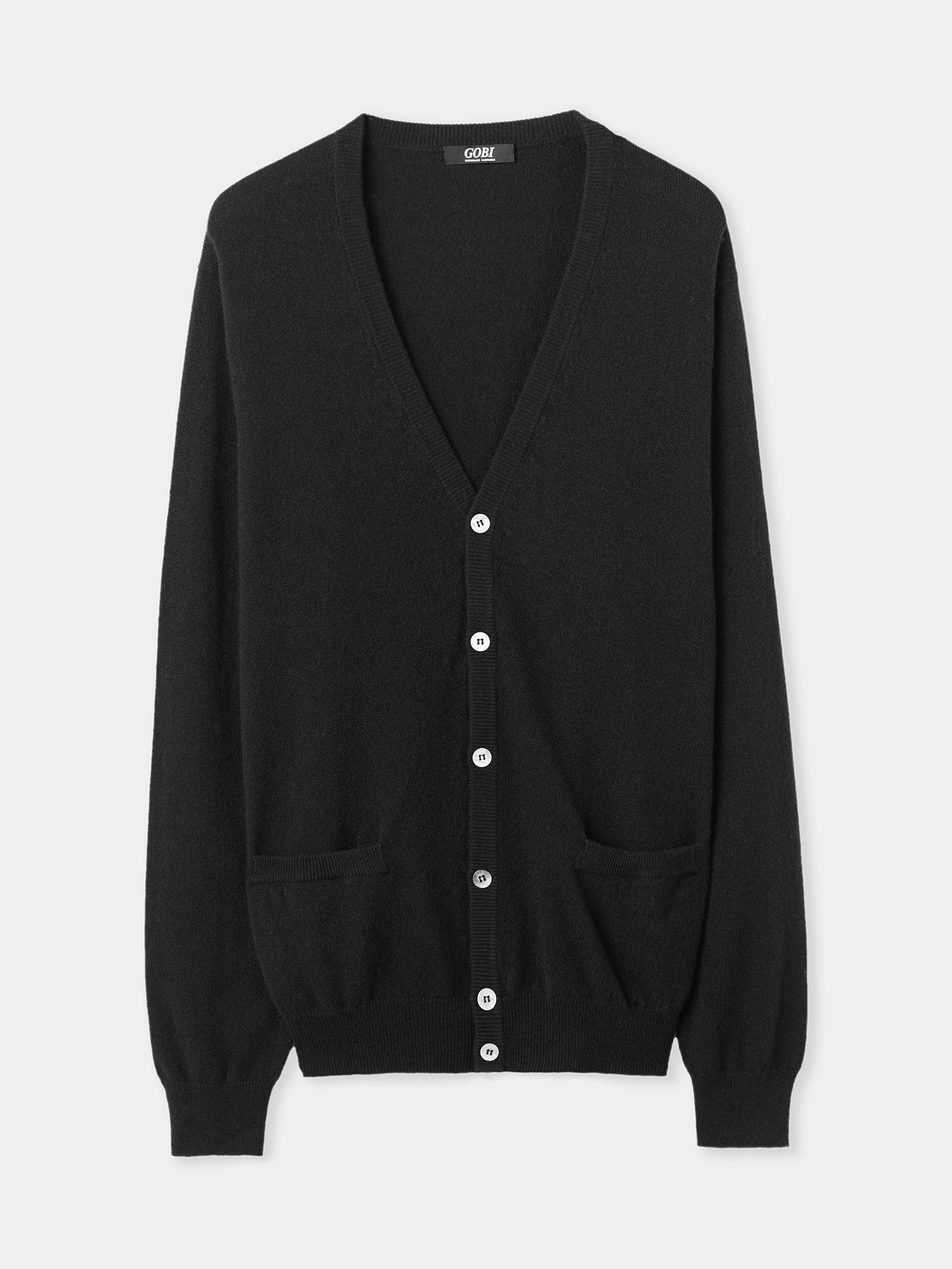 Black V-Neck Cardigan in Cashmere for Men | GOBI Cashmere