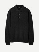 Men's Charcoal Cashmere Polo Sweater  detail view on white background