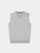 Men's Grey  Cashmere Vest detail view on white background