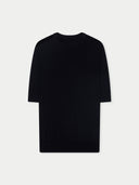 Men's Silk Cashmere Crew Neck T-Shirt Black  detail view on white background