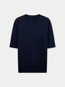 Silk Cashmere Crew Neck T-Shirt Navy - Gobi Cashmere