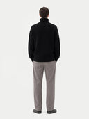 Men's Cashmere Turtleneck Black worn by model, back view on white background