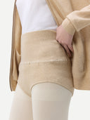 Beige high-waisted knitted underwear on a white background #color_beige