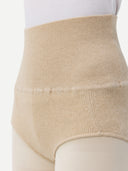 Beige high-waisted knitted underwear on a white background #color_beige
