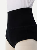 Women's Black Cashmere Underwear worn by model, detail view on white background #color_black