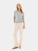 Timeless Cashmere V-Neck Sweater High Rise worn by model, front view, on white background