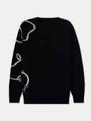 Men's  Black Cashmere Horse Jacquard Sweater back view on white background