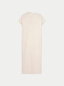 Women's White Cashmere Tie-Neck Dress , detail view on white background