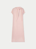 Women's Peach Blush Cashmere Tie-Neck Dress  front view on white background